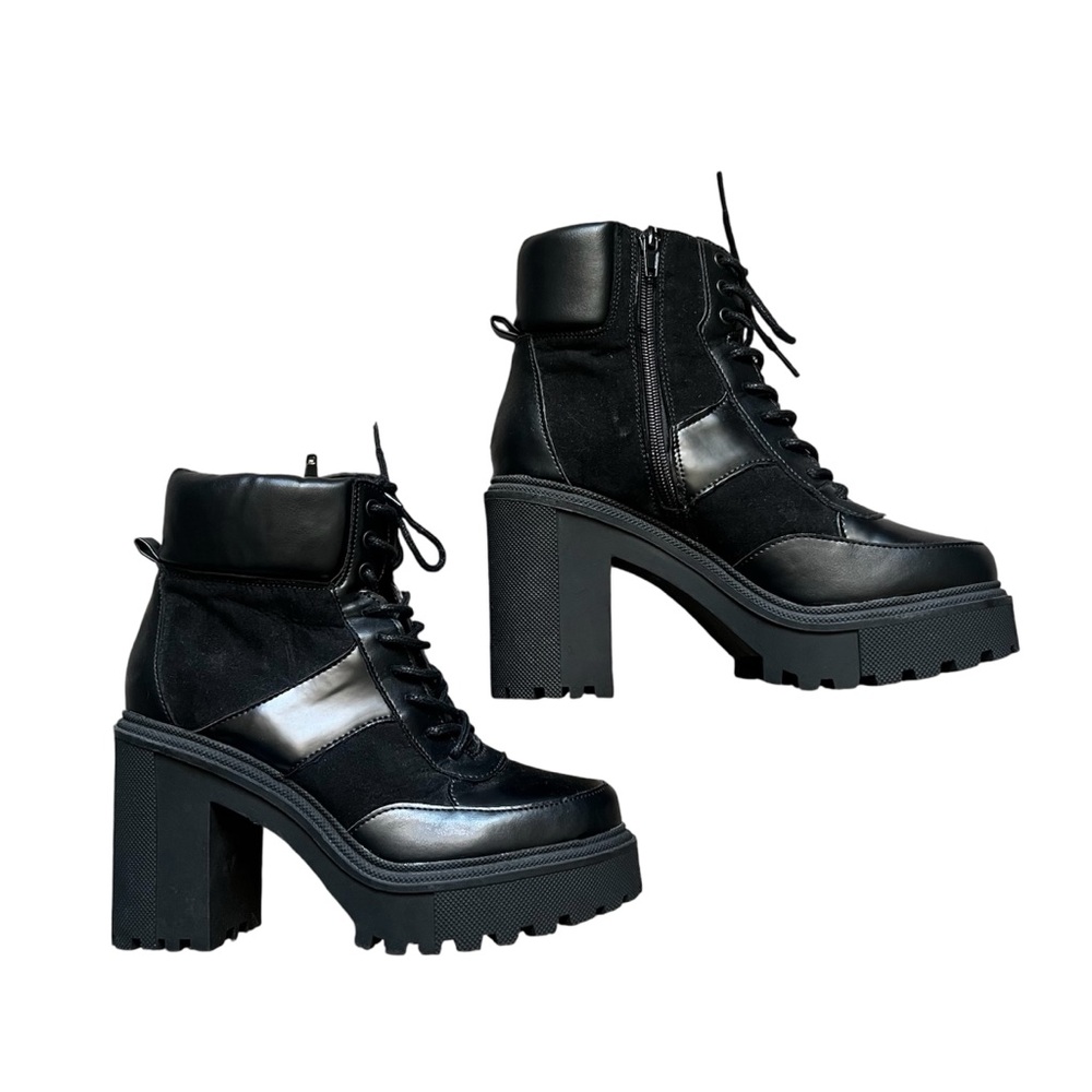 Madden Girl Black Chunky Platform Heel Ankle Boots Size 8M